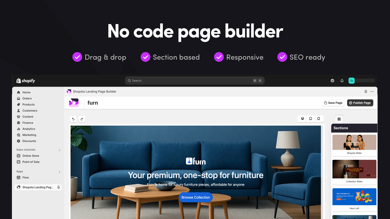 SEO optimised landing page builder