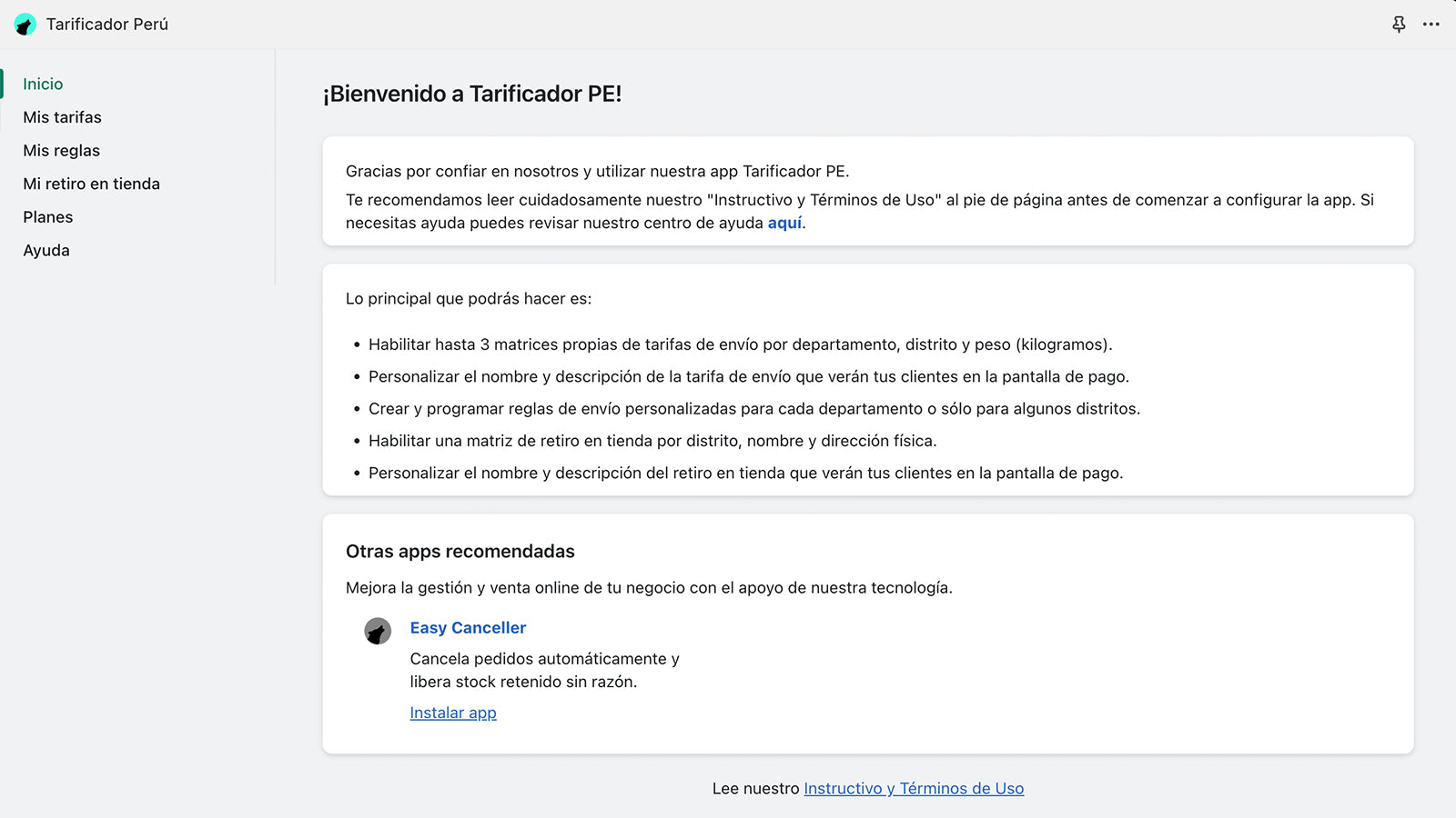 Tarificador PE - Lobo Creaciones - Shopify Experts