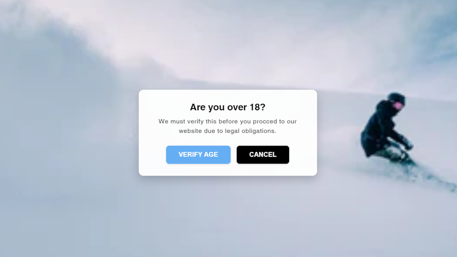 Age verification popup