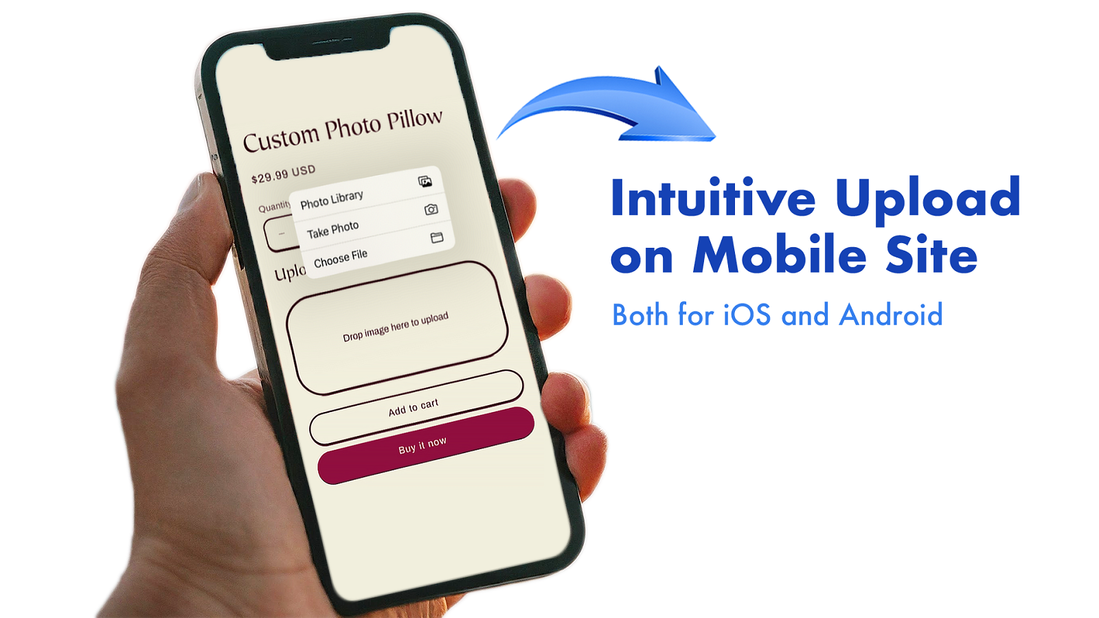 Mobile-friendly theme integration for photo uploads