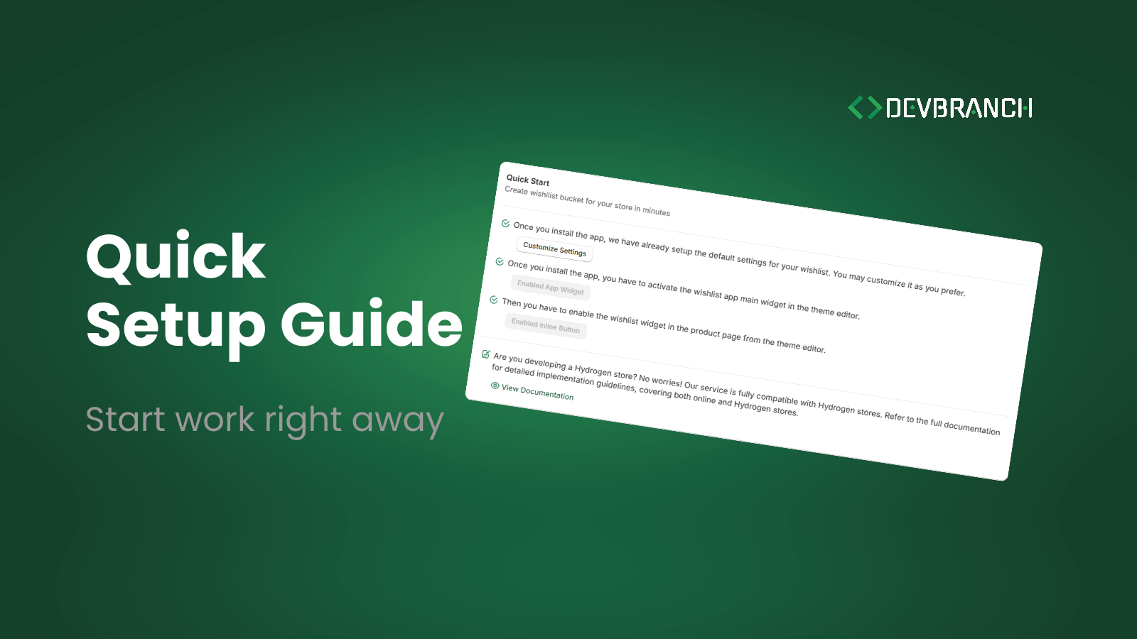 DB wishlist quick setup guide screenshot
