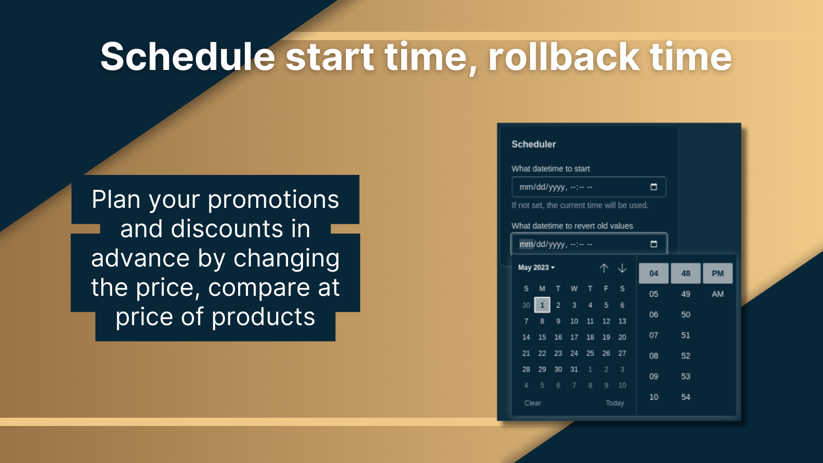 Schedule prices with start time, rollback time