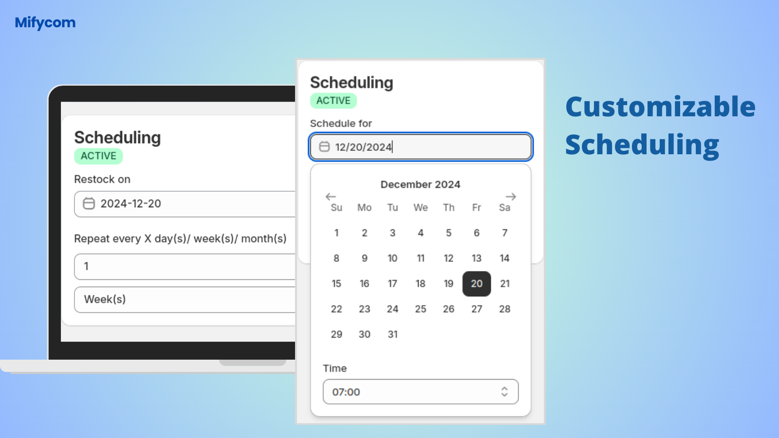 customizable schedule
