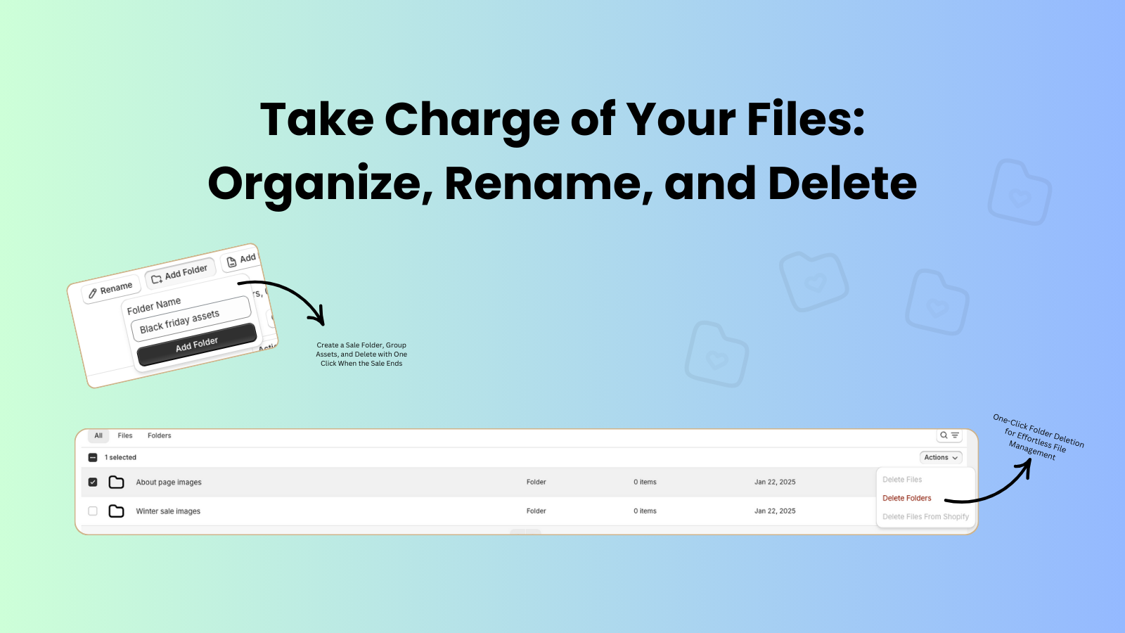 Main dashboard with folder tree, file grid view and quick search