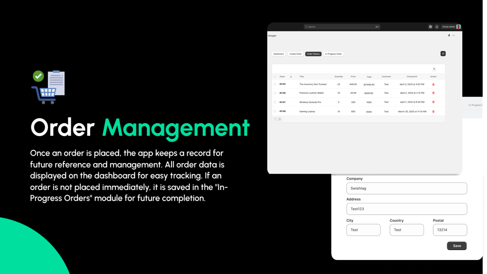 History of orders can be seen