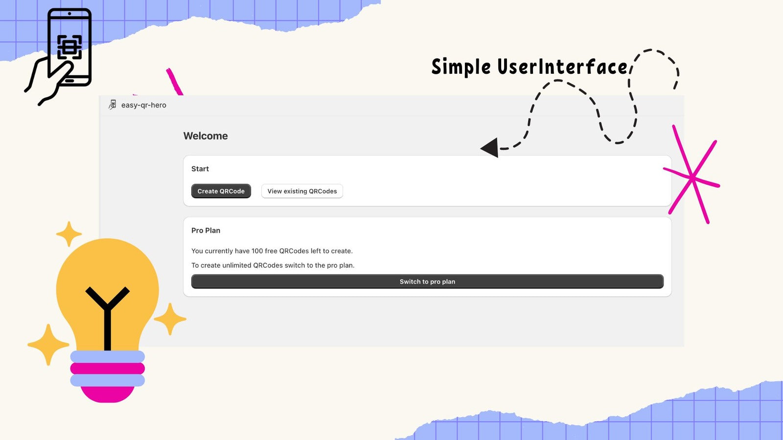 Simple UI for generating dynamic QR Codes.
