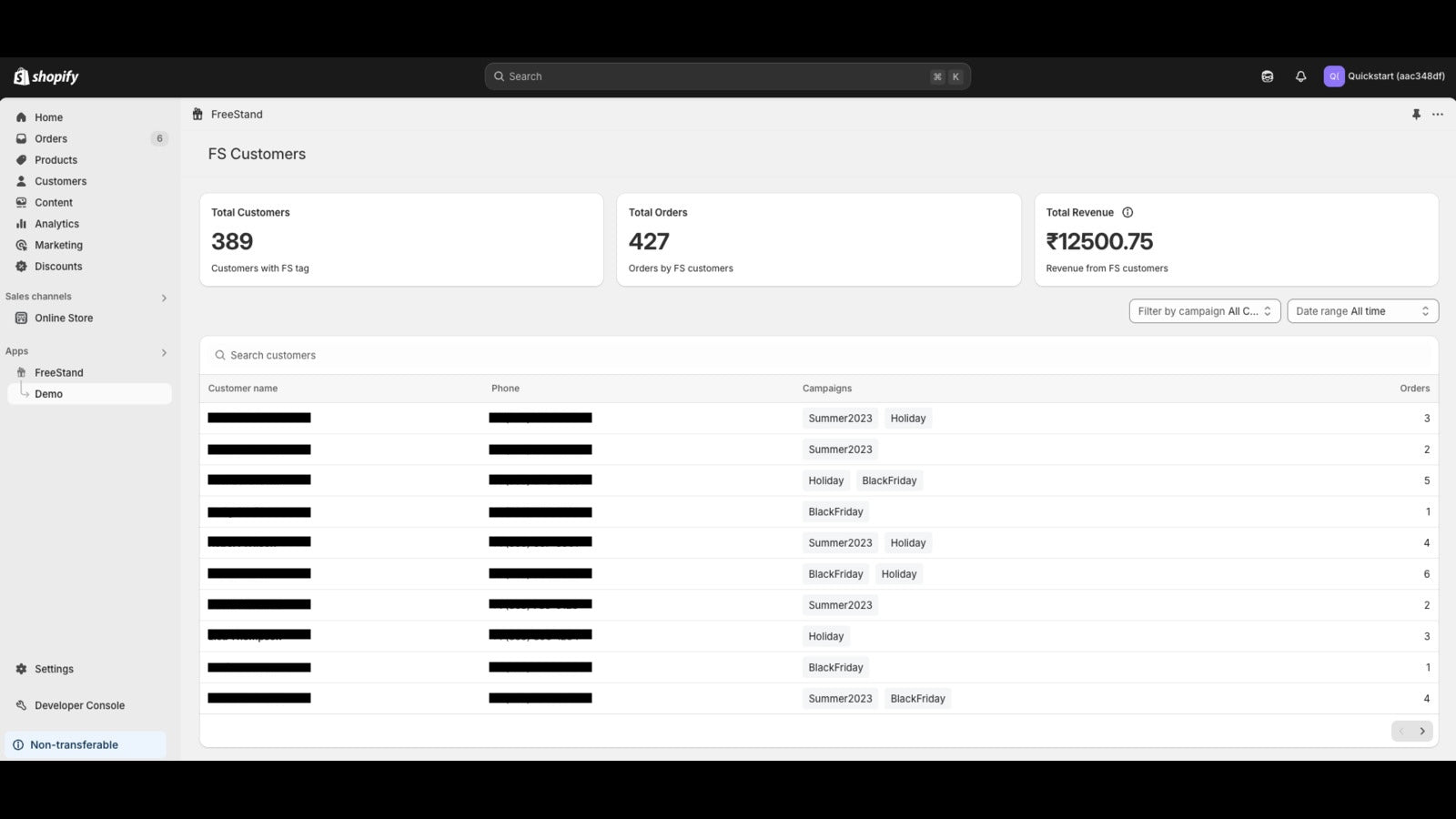 FreeStand shopify home