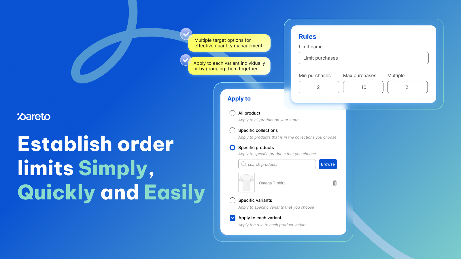 limit purchase, order limit, limit quantity, low stock counter
