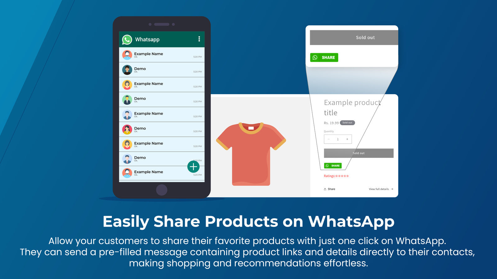 Easily Share products on Whatsapp