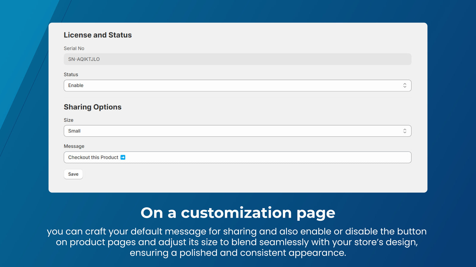 Customization Page 
