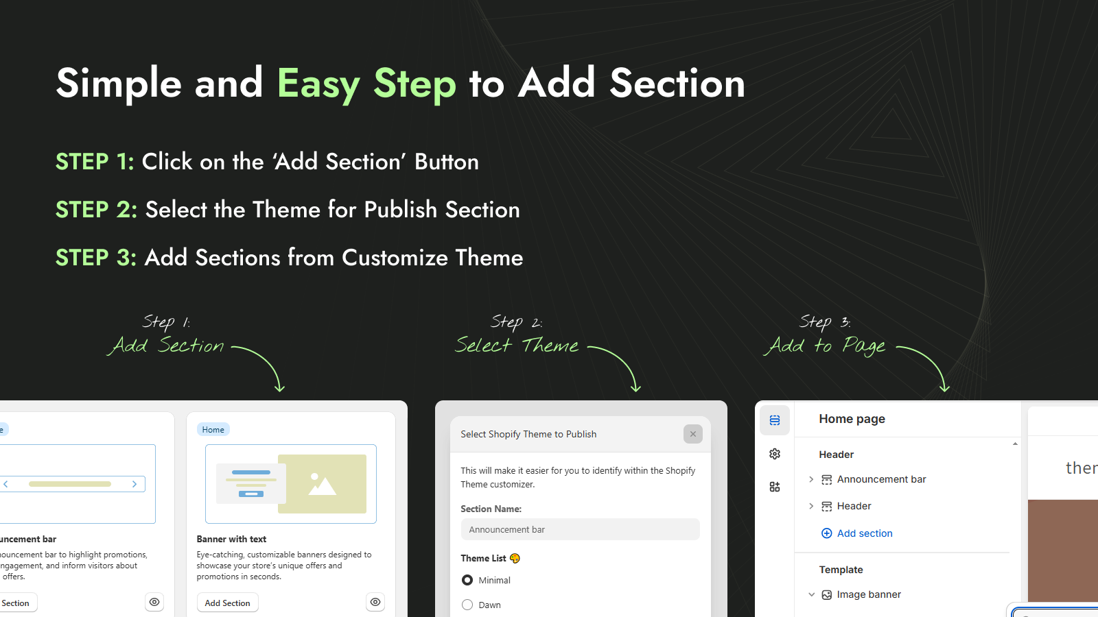 Steps to add a section to your theme