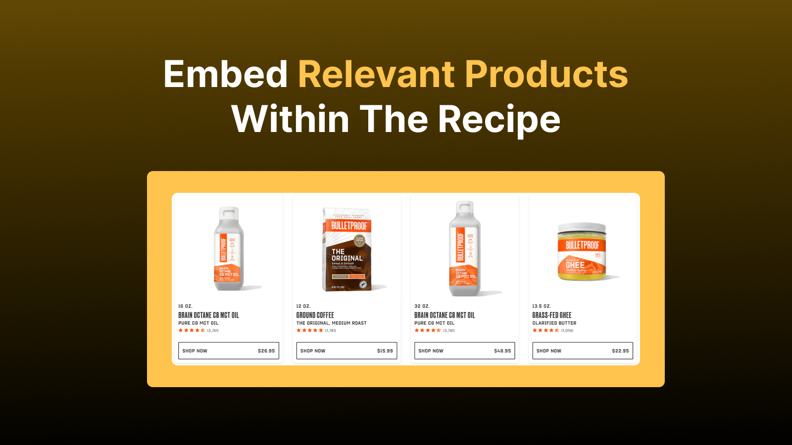 Embed Products into recipe cards