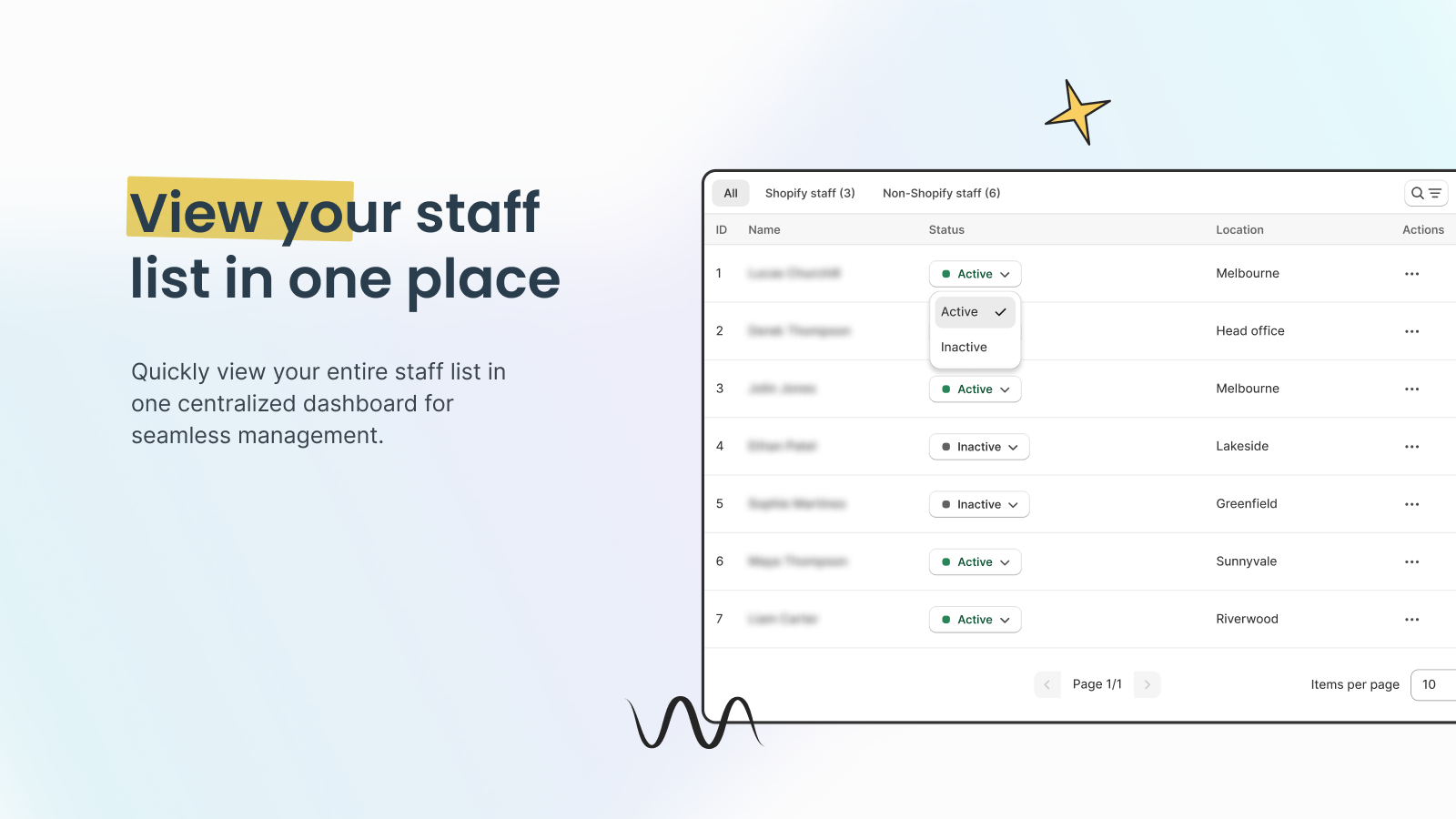 Access your complete staff list from a single dashboard