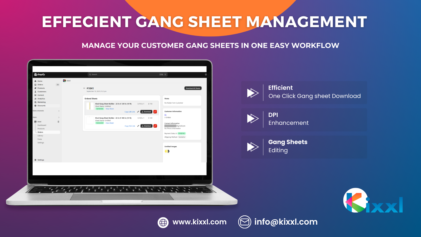 Manage all gang sheets seemlessly