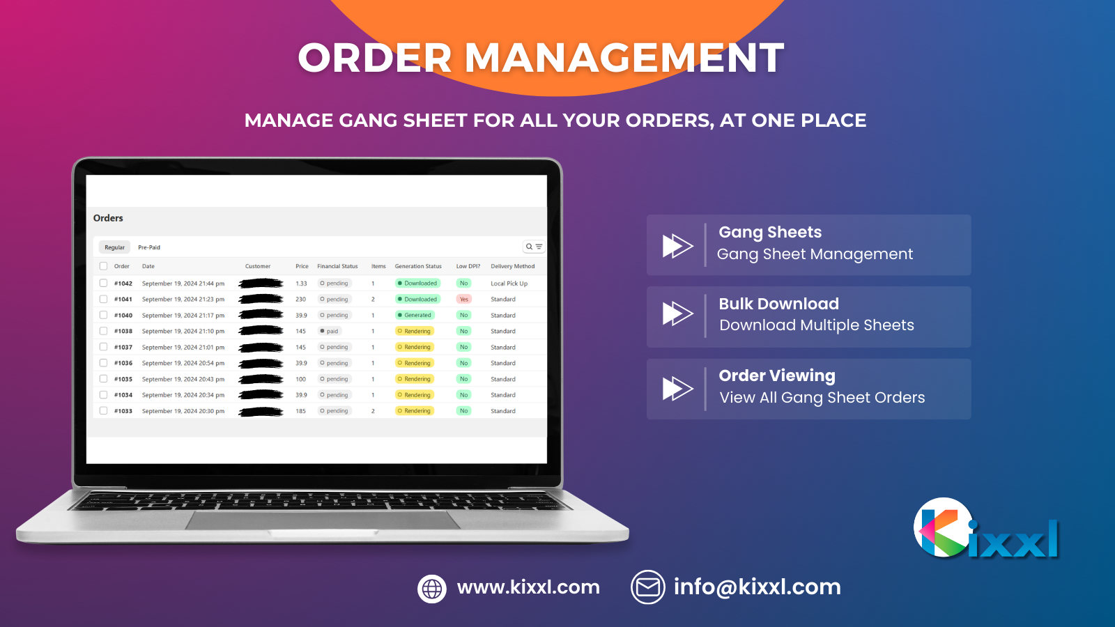 All your orders managed in one place