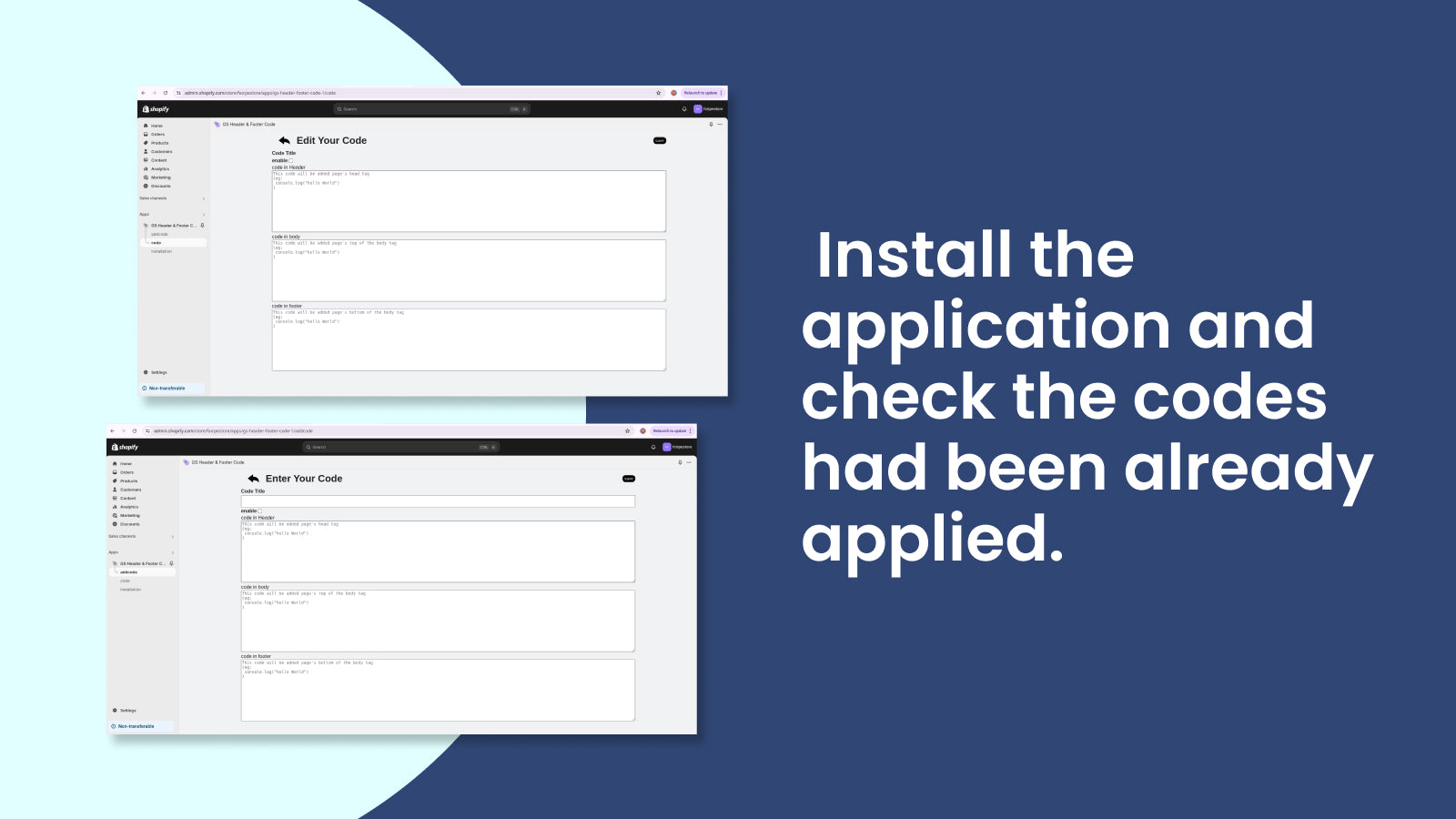 Instructions to install app and check applied code