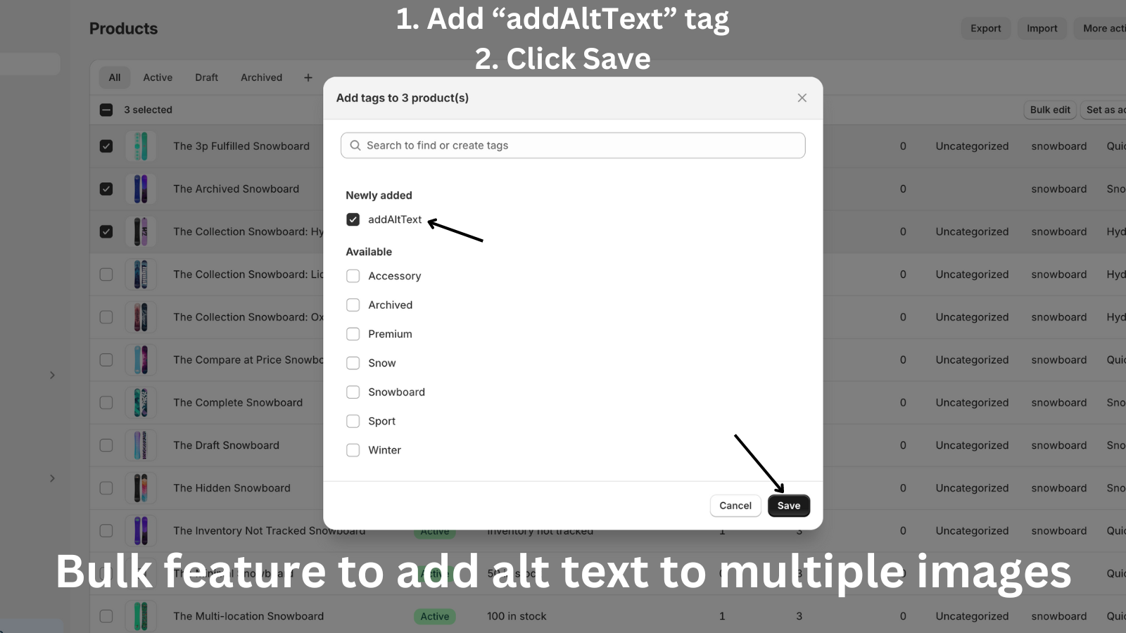 Bulk feature to add alt text to multiple images