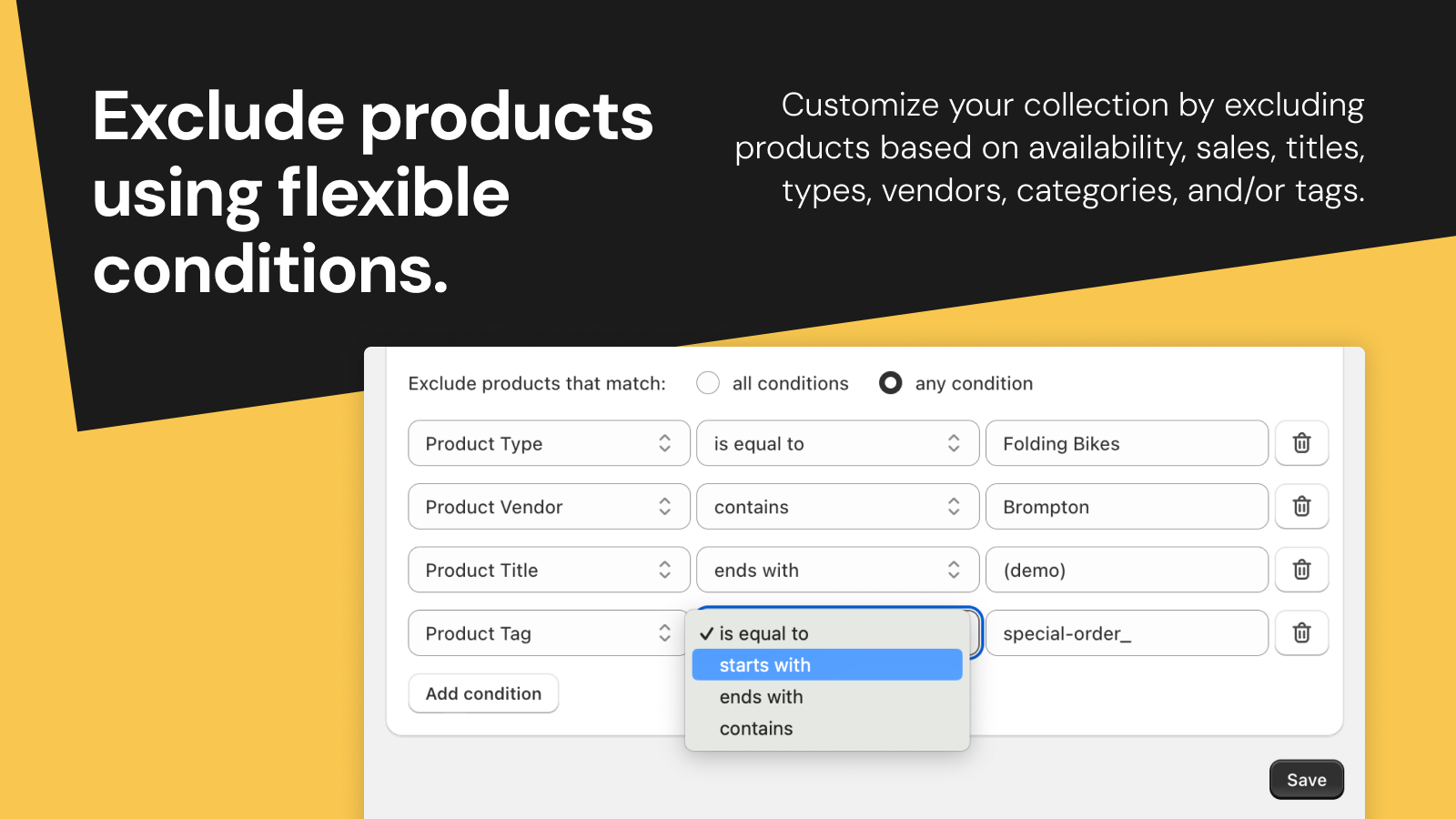 Digital Hub New Arrivals: Utilize Conditions to Exclude Products