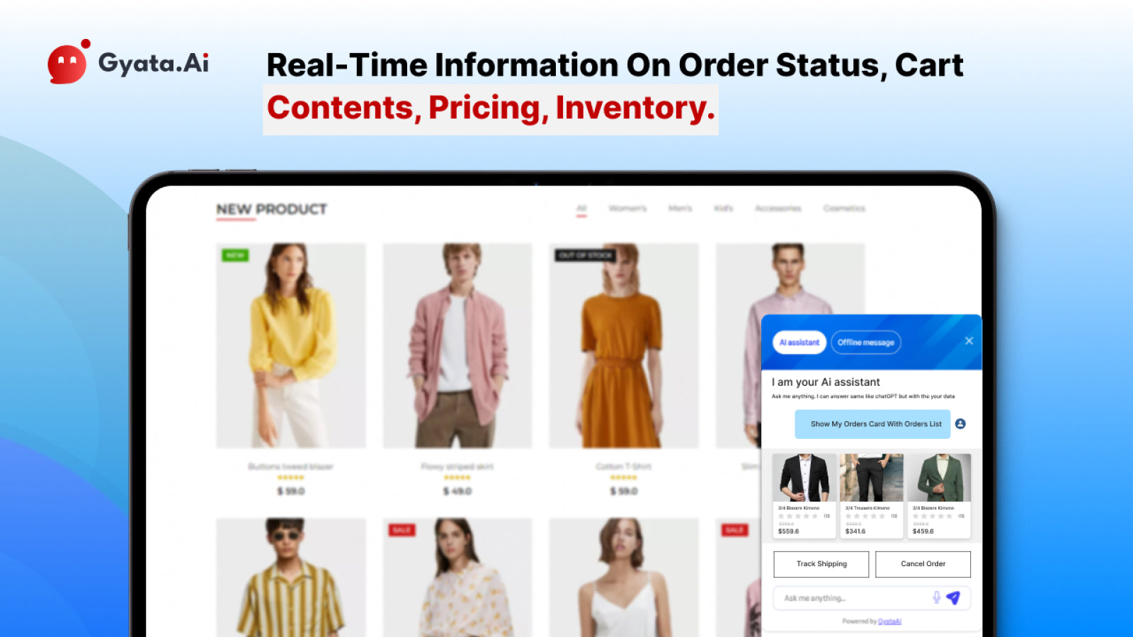 Real-time info on order, cart, pricing, Inventory, etc. status