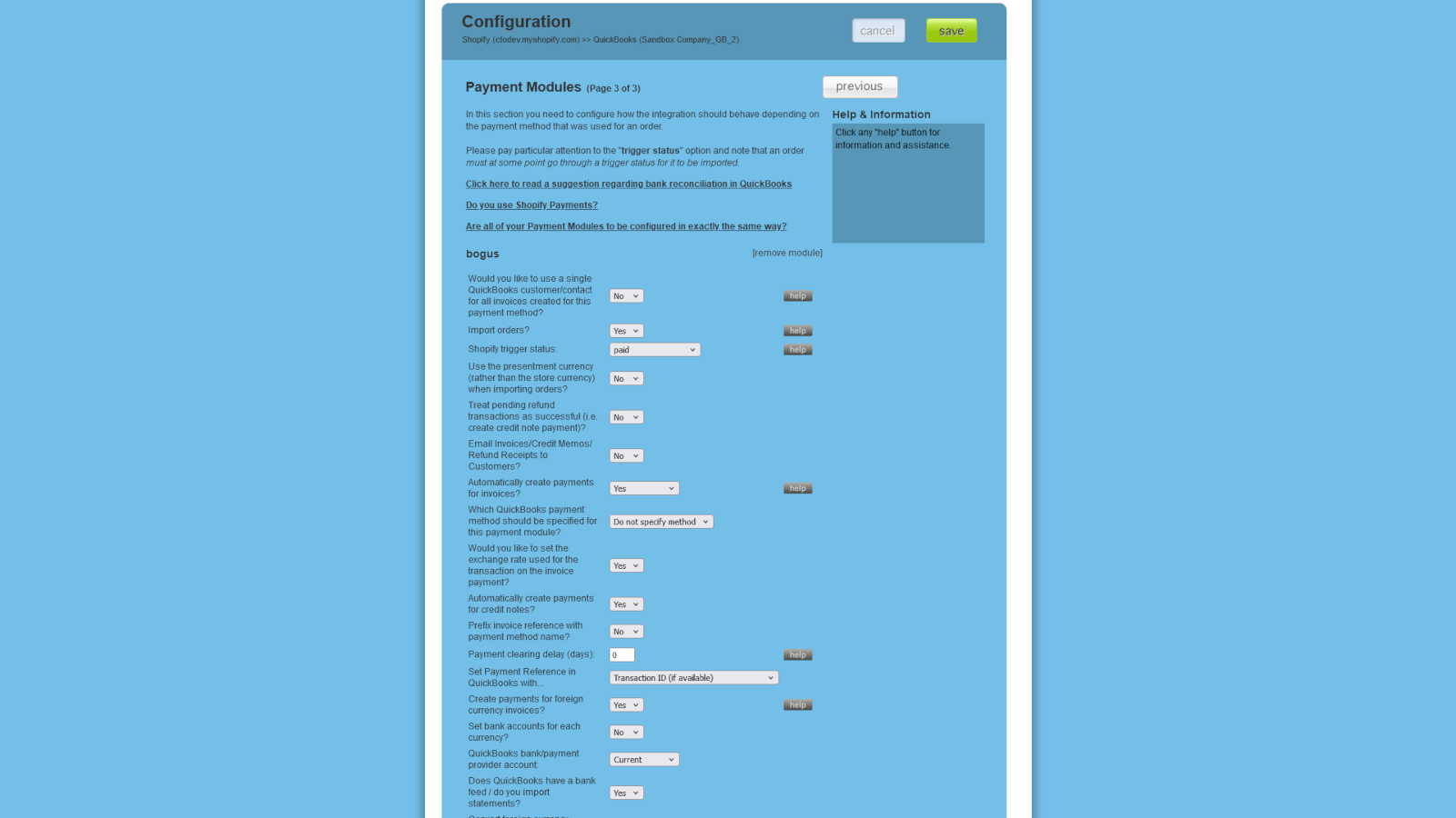 Payment Method Configuration