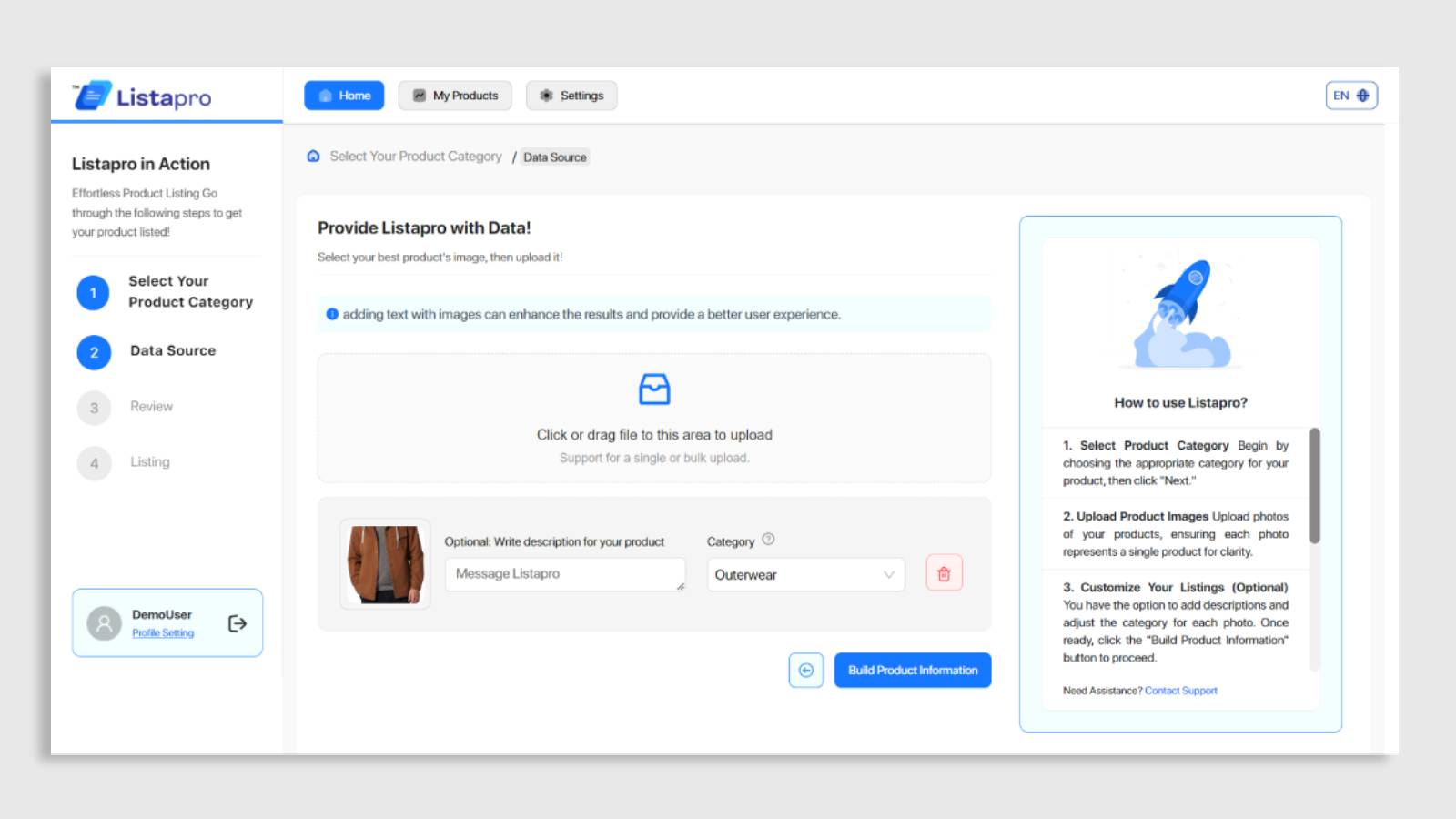 Instantly create descriptions from product photos.