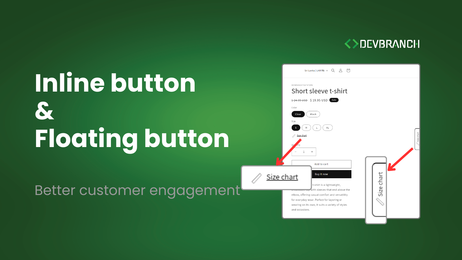 Inline buttons and floating buttons - Db Size chart & size guide