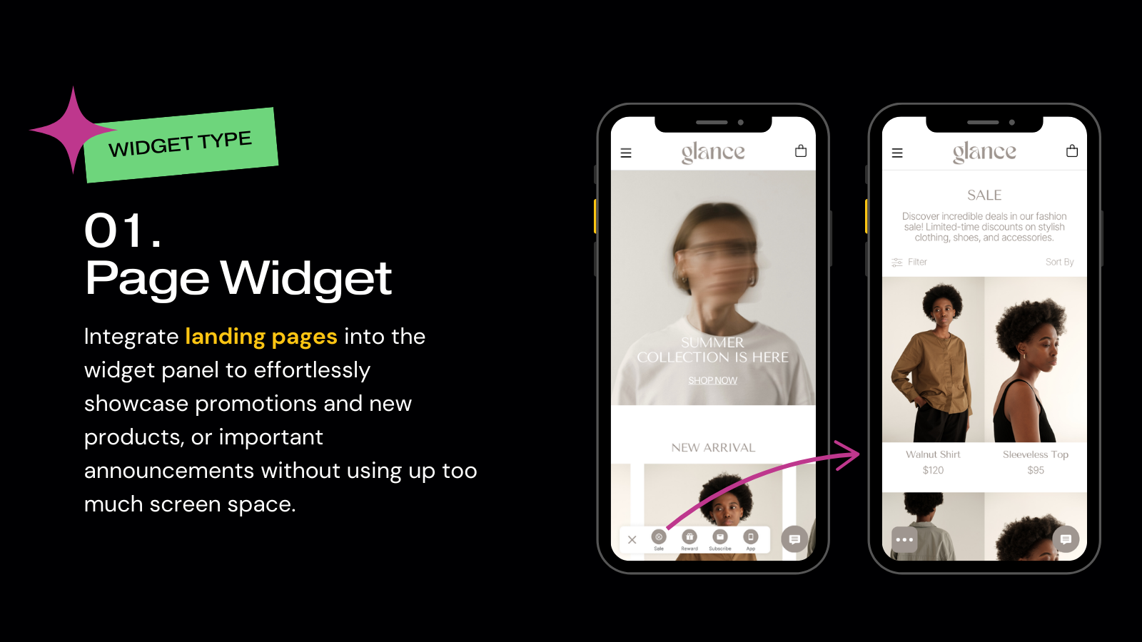 Showcase promotions & products easily with page widget.