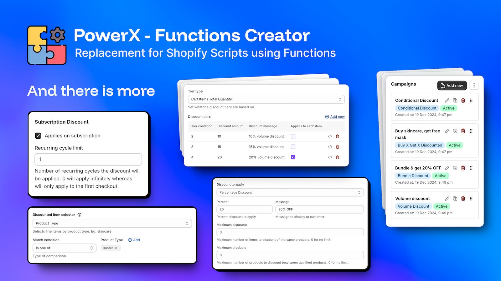 More examples of options possible with PowerX