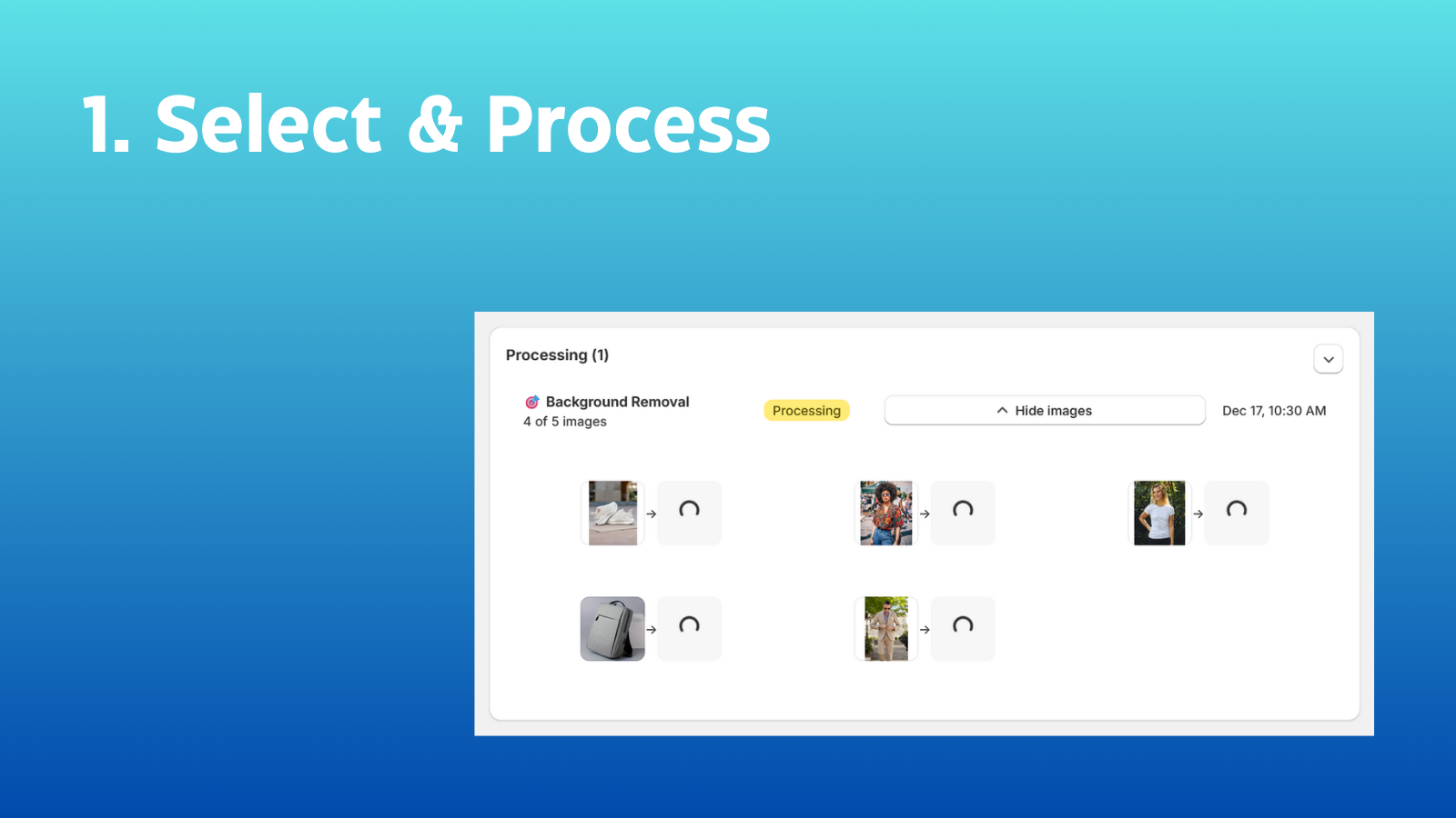 Select multiple products and start batch processing
