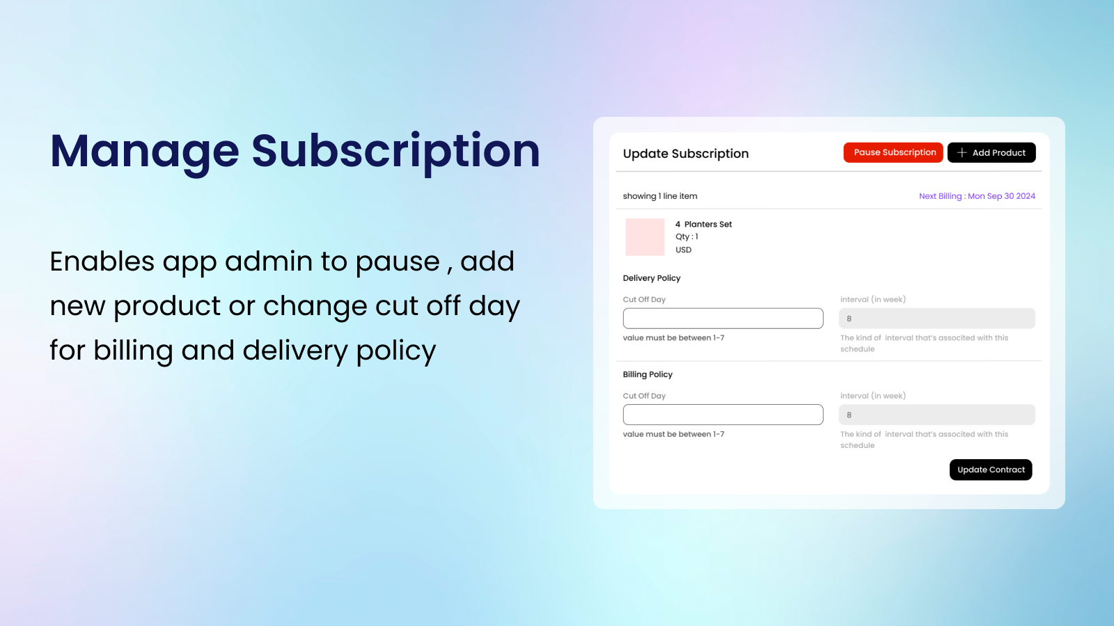 Manage subscription