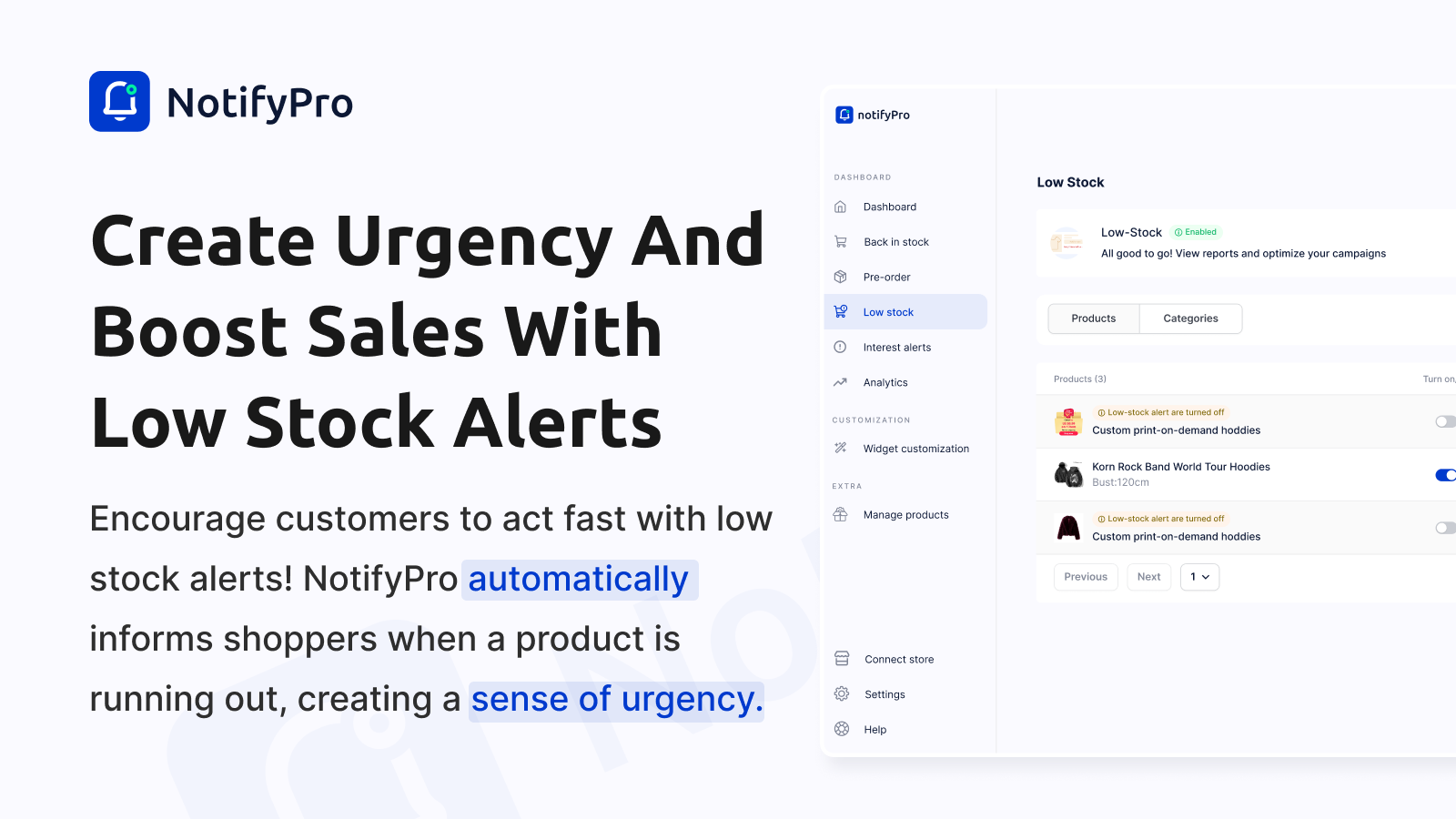 Create FOMO with low stock alerts on product pages for more sale