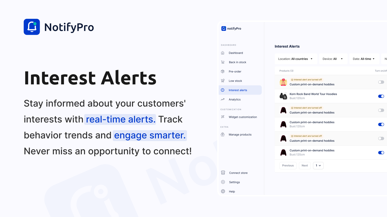 Send Interest-based alerts to bring back prospective shoppers