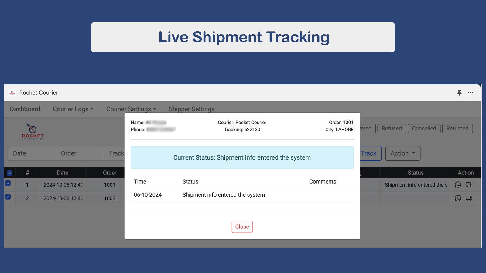 Live Shipment Tracking