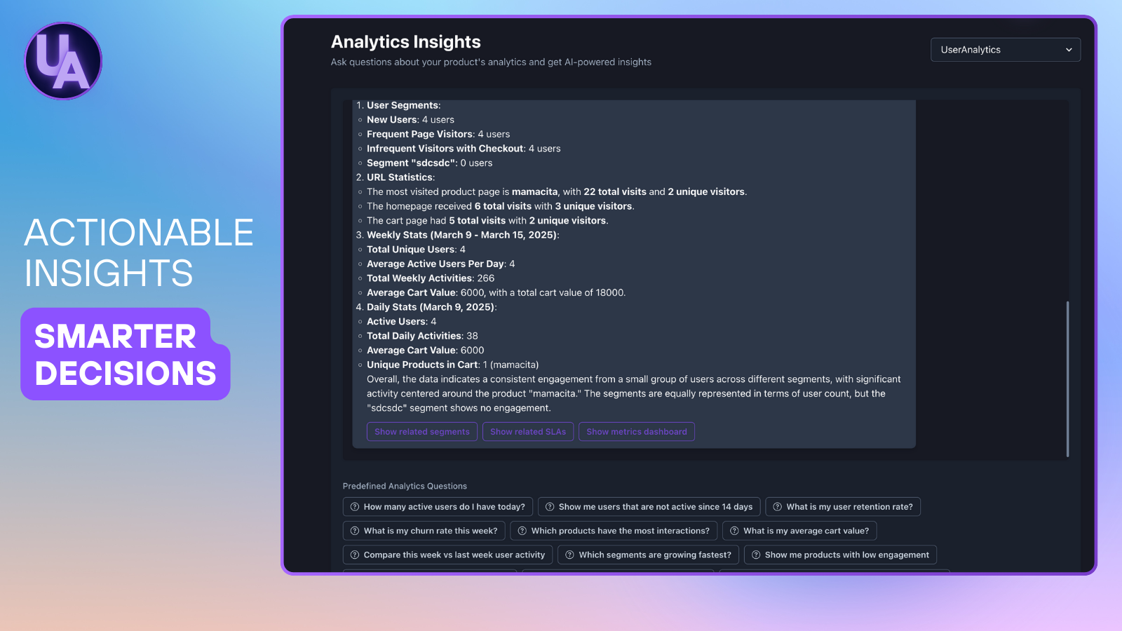 User Analytics made easy. Inspect your users in detail.