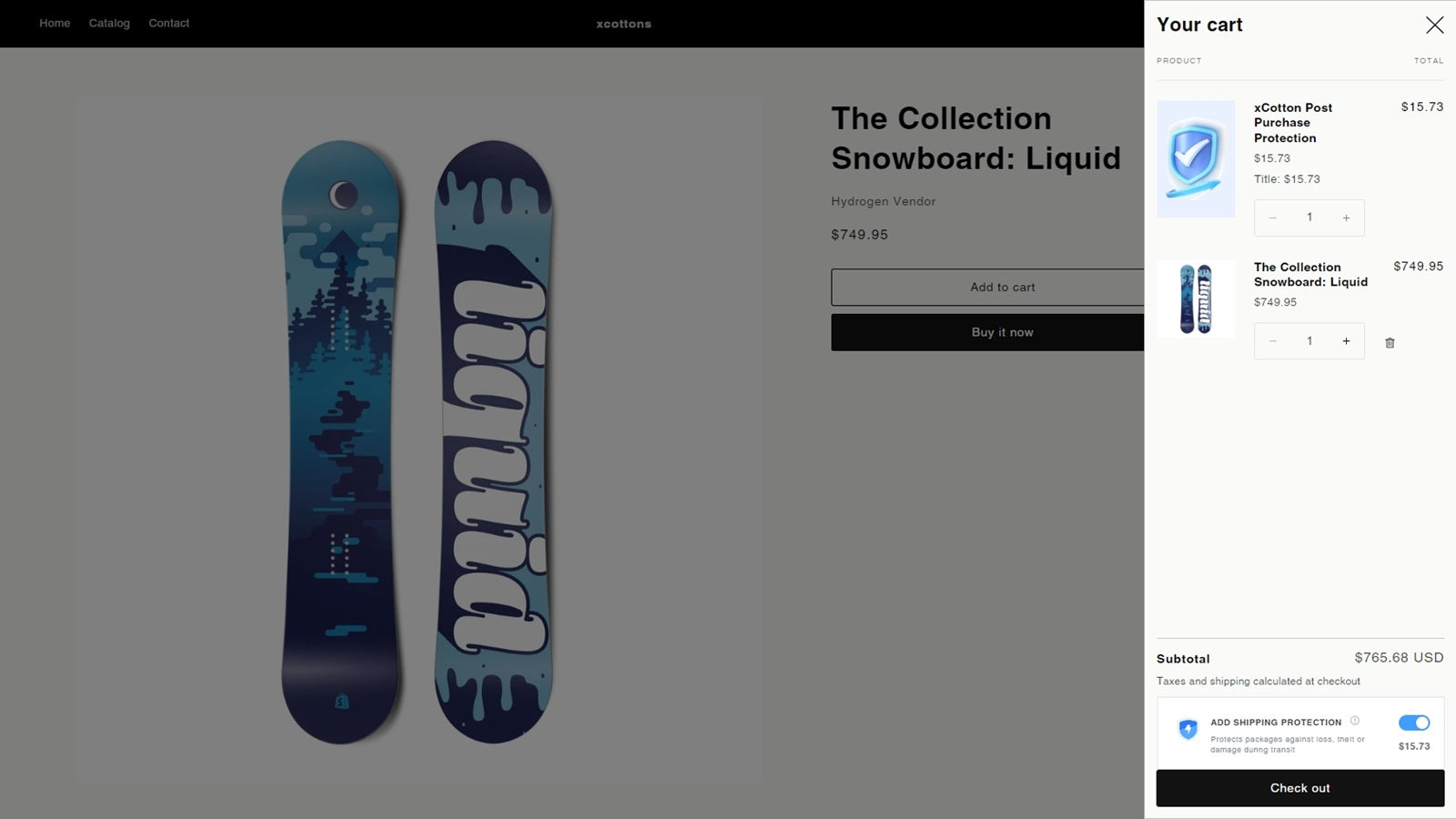 支持shopify侧边栏购物车