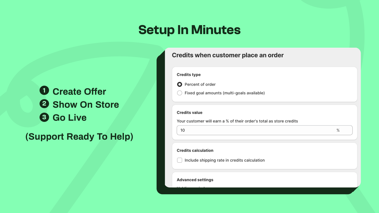 Shopify store credit in minutes
