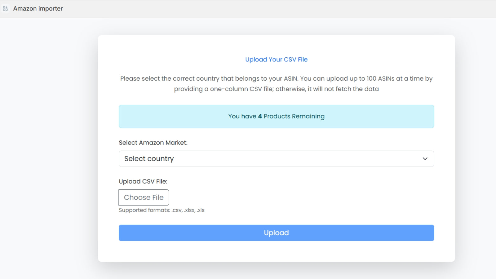 Import Via Asian in csv file