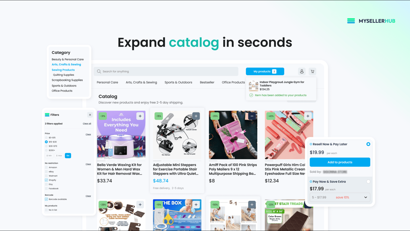 Dropship products from private label & DTC brands. 