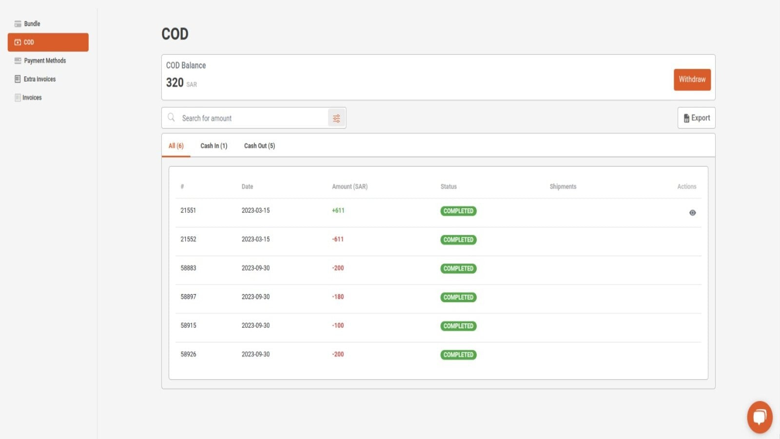 Manage shipments, extra-weight and COD invoices