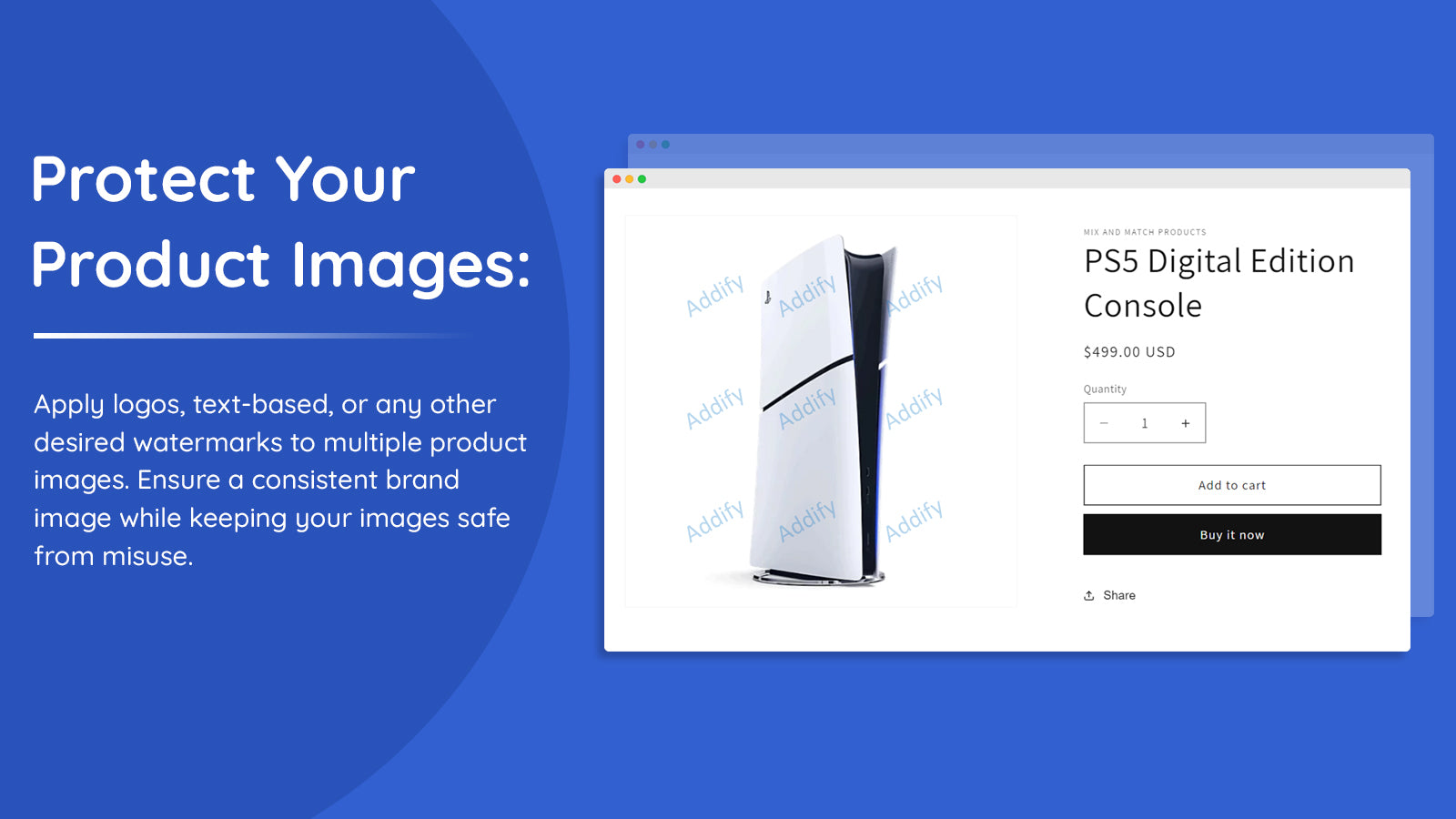 Protect Shopify product image with watermark