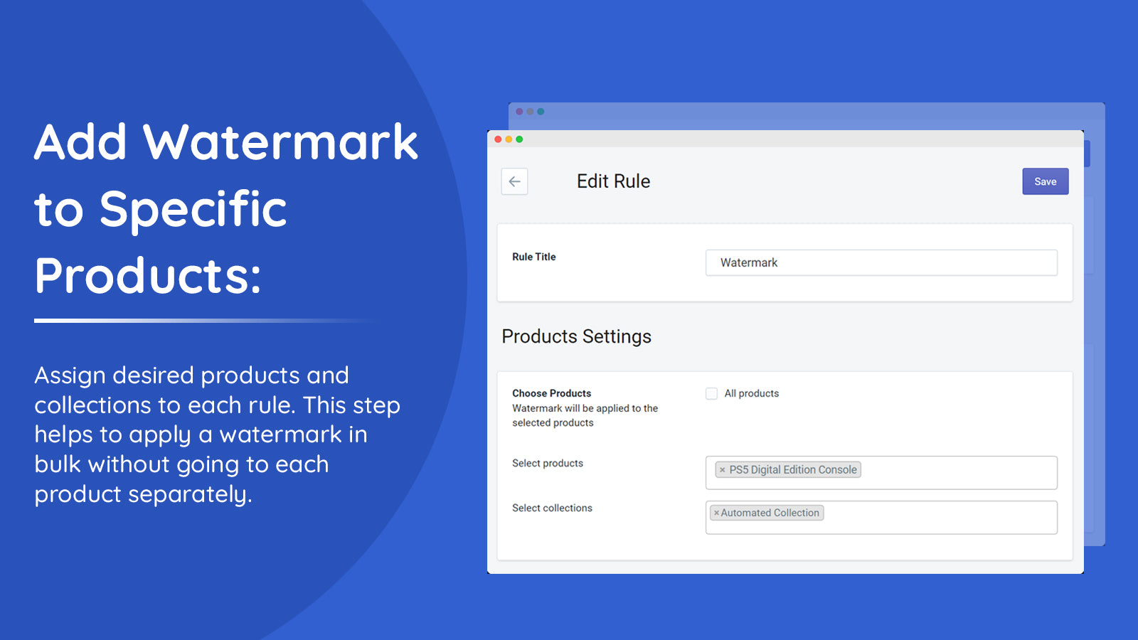 Add products to apply Shopify watermark