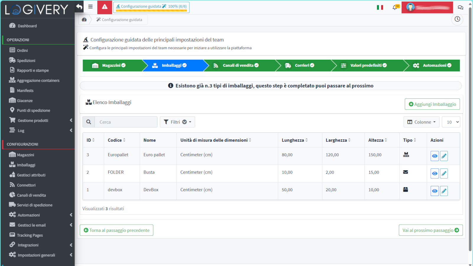 Container configuration