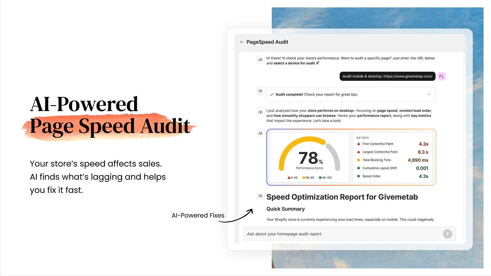 AI-Powered Page Speed Insight & Audit