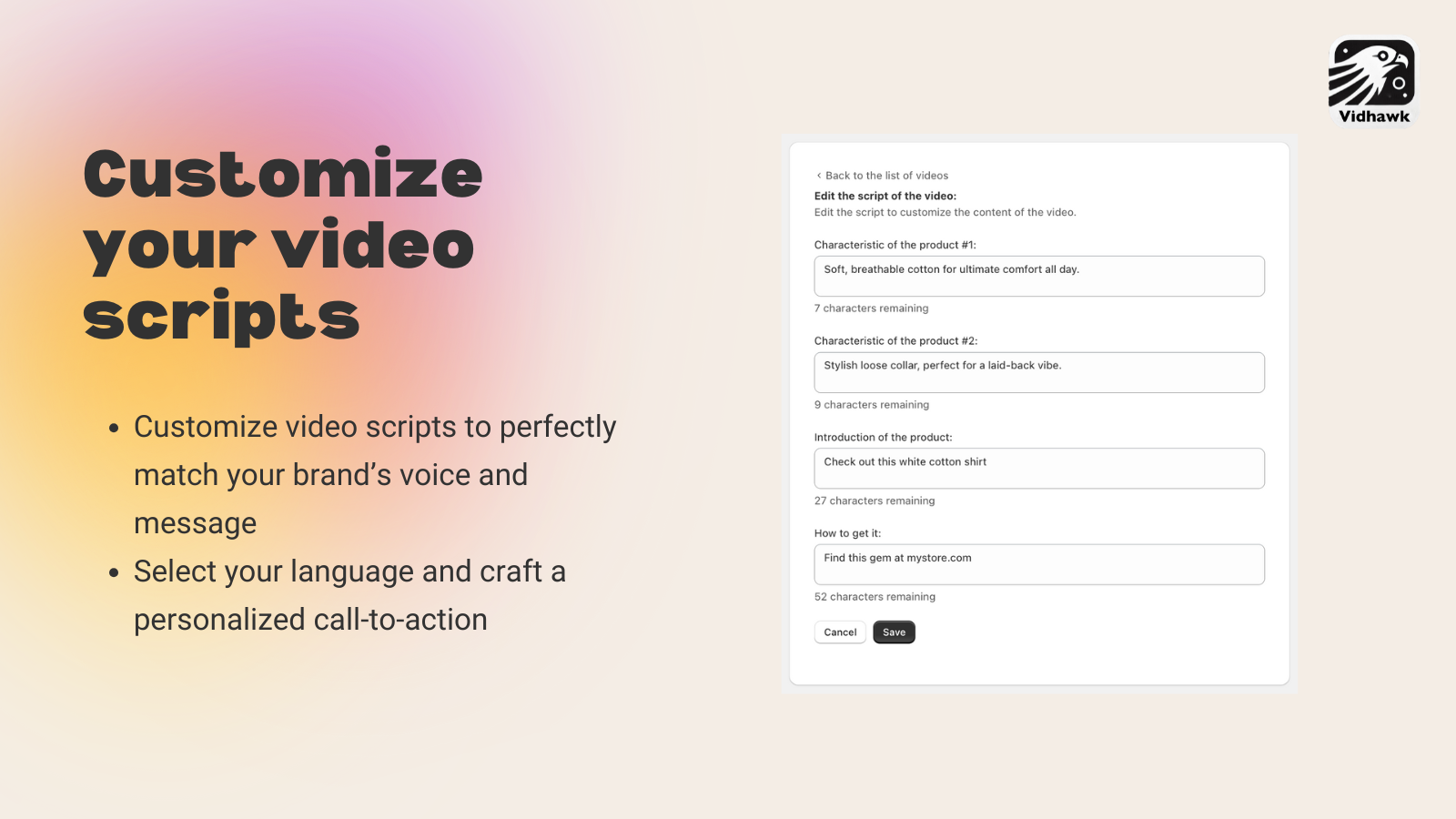 Customize your video scripts