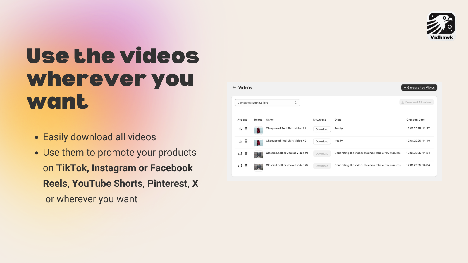 Use the videos wherever you want