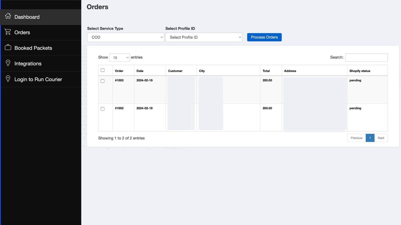 In this screen, you can find all the unfulfilled orders
