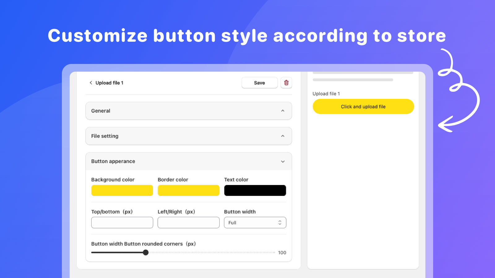 Customize button style according to store