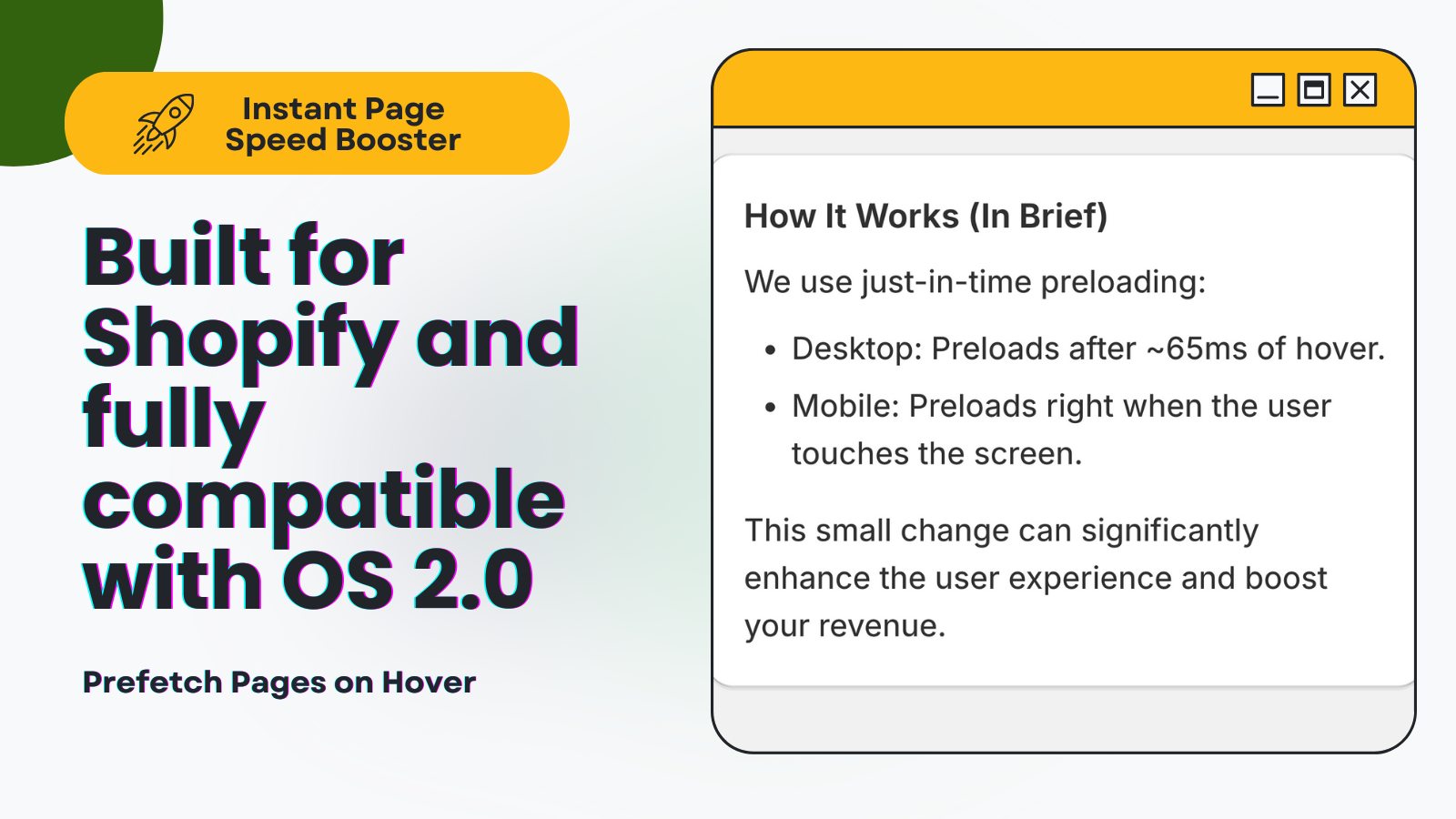 This Prefetch Link app is fully compatible with Online Store 2.0