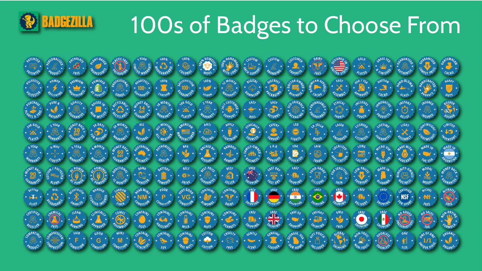 100s of badges to choose from