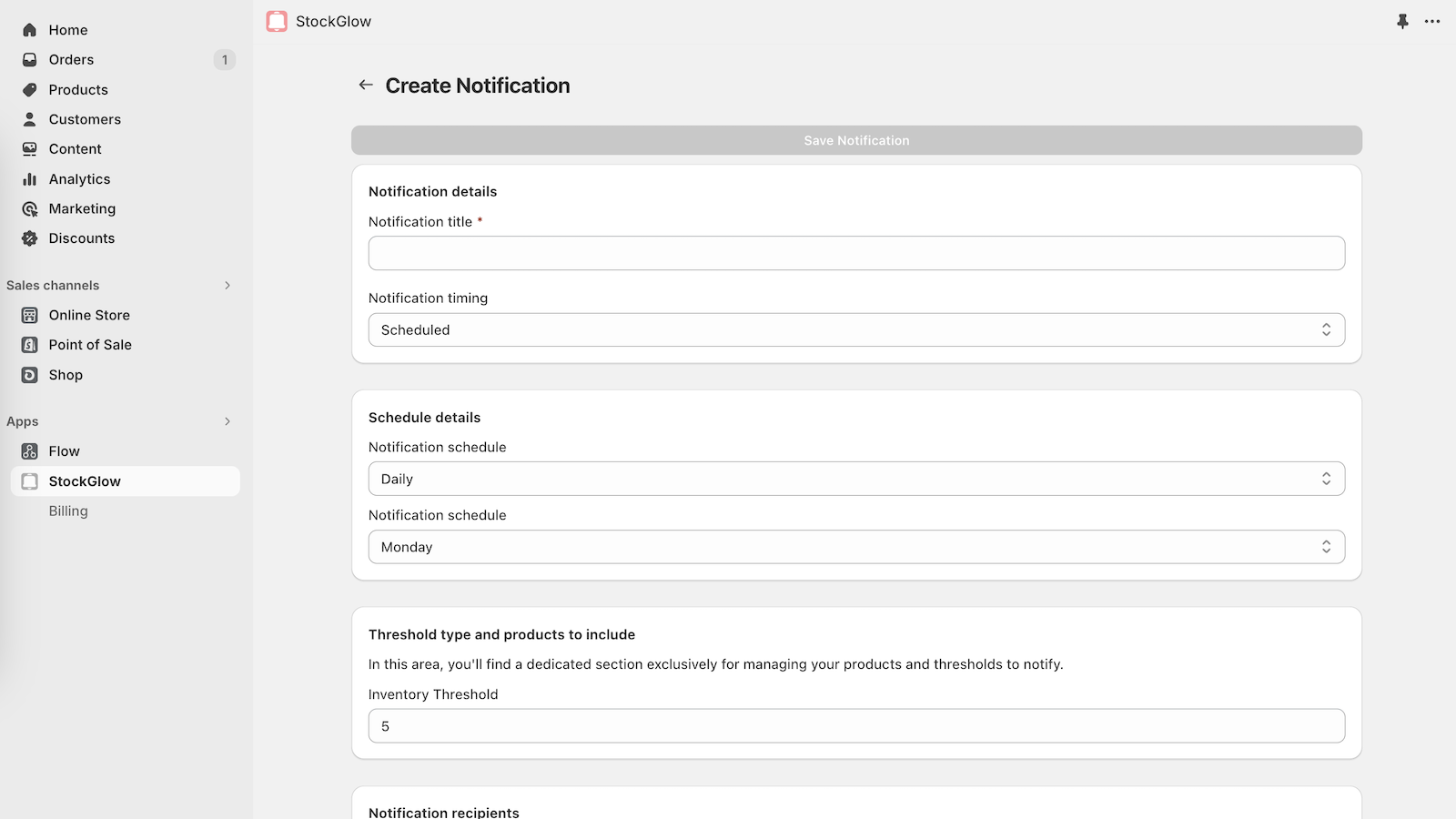 Add a new instant or scheduled notification